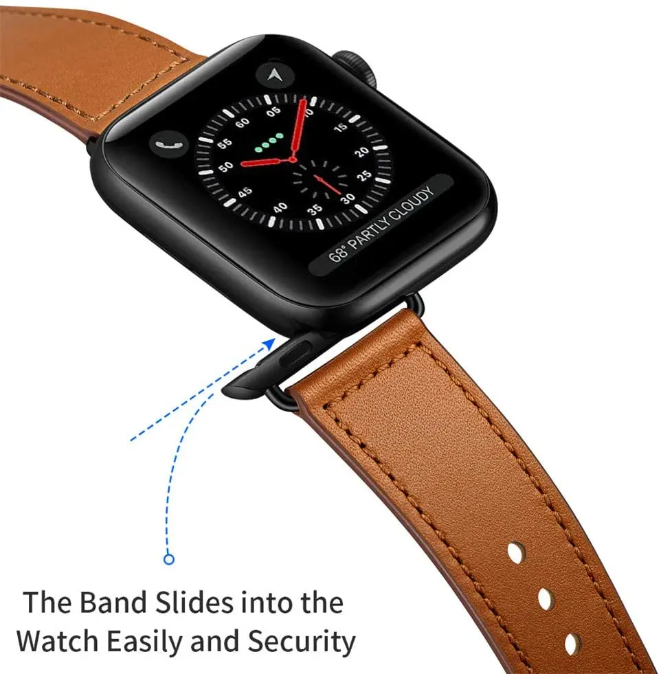 Ремешок кожаный для Apple watch band 44 мм 40 браслет из натуральной кожи iWatch 42 38 series 5 4 3 2 SE