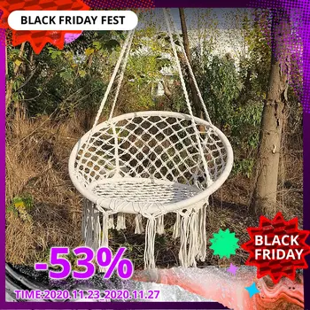 

Round Hammock Chair Outdoor Indoor Dormitory Bedroom Yard For Child Adult Swinging Hanging Single Safety Chair Hammock