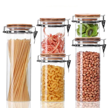 

750/1600/1950ML Glass Food Storage Container Refrigerator Noodle Box Multigrain Jars Transparent Sealed Cans Cereal Dispenser