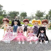 BJD – Mini poupée articulée 13, 16cm, pour bébé fille, à la mode, avec de grands yeux, beau jouet DIY, avec vêtements, nouvelle collection 1/12