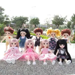 BJD – Mini poupée articulée 13, 16cm, pour bébé fille, à la mode, avec de grands yeux, beau jouet DIY, avec vêtements, nouvelle collection 1/12 