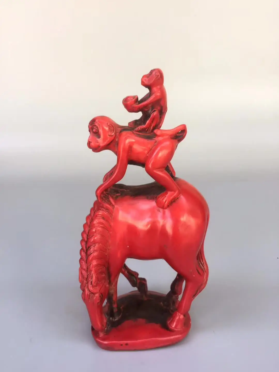 Collection Chinese Red Coral Carved Monkey Riding Horse Sending Wealth Money Lucky Animal Statue Home Decoration Collection Chinese Red Coral Carved Monkey Riding Horse Sending Wealth Money Lucky Animal Statue Home Decoration