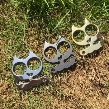 

Rainbery Cat Two-finger Tiger Self-defense Weapon Keychain Metal Car Key Chain Multi-purpose Portable Boy Girl Carry Key Ring