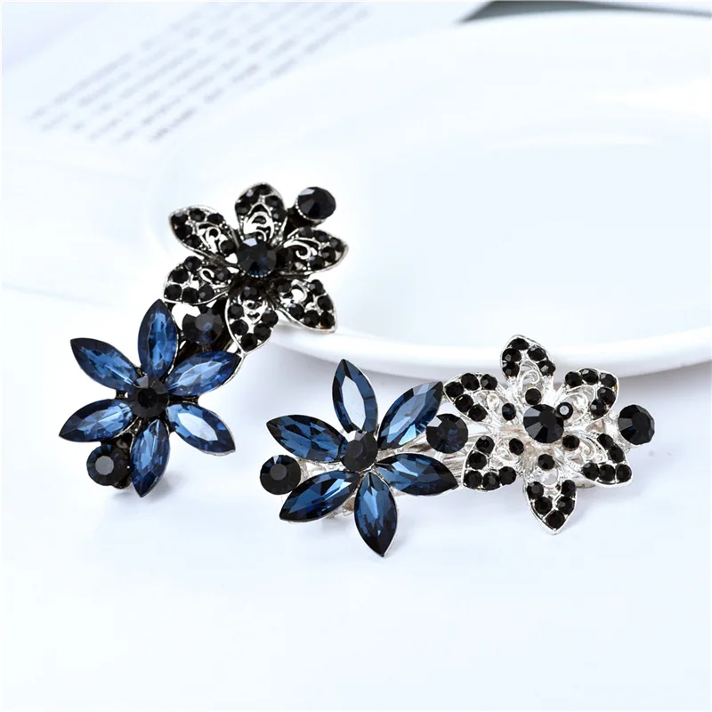 

Hair Claw Clips Women Gorgeous Rhinestones Small Flower Metal Crystals Hairpins Hair Accessories for Girl Headdress Ornament