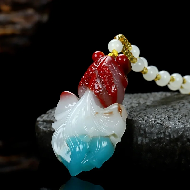 Natural Colorful Jade Rich Goldfish Pendants Men and Women Sweater Chain Pendants for pendant necklace,jade jewelry