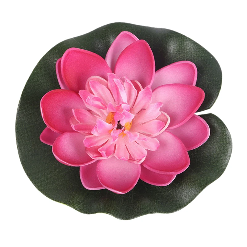 5pcs 10cm simulation lotus flower simulation water lily lotus water pool fish pond decoration - Цвет: Розово-красный