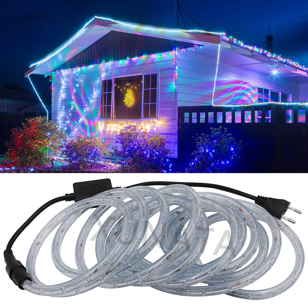 

Светодиодная неоновая лента 220 В, 360 градусов, светящаяся Радужная трубчатая лампа RGB, белый, теплый белый, красный, зеленый, синий, водонепроницаемая неоновая лента, веревка