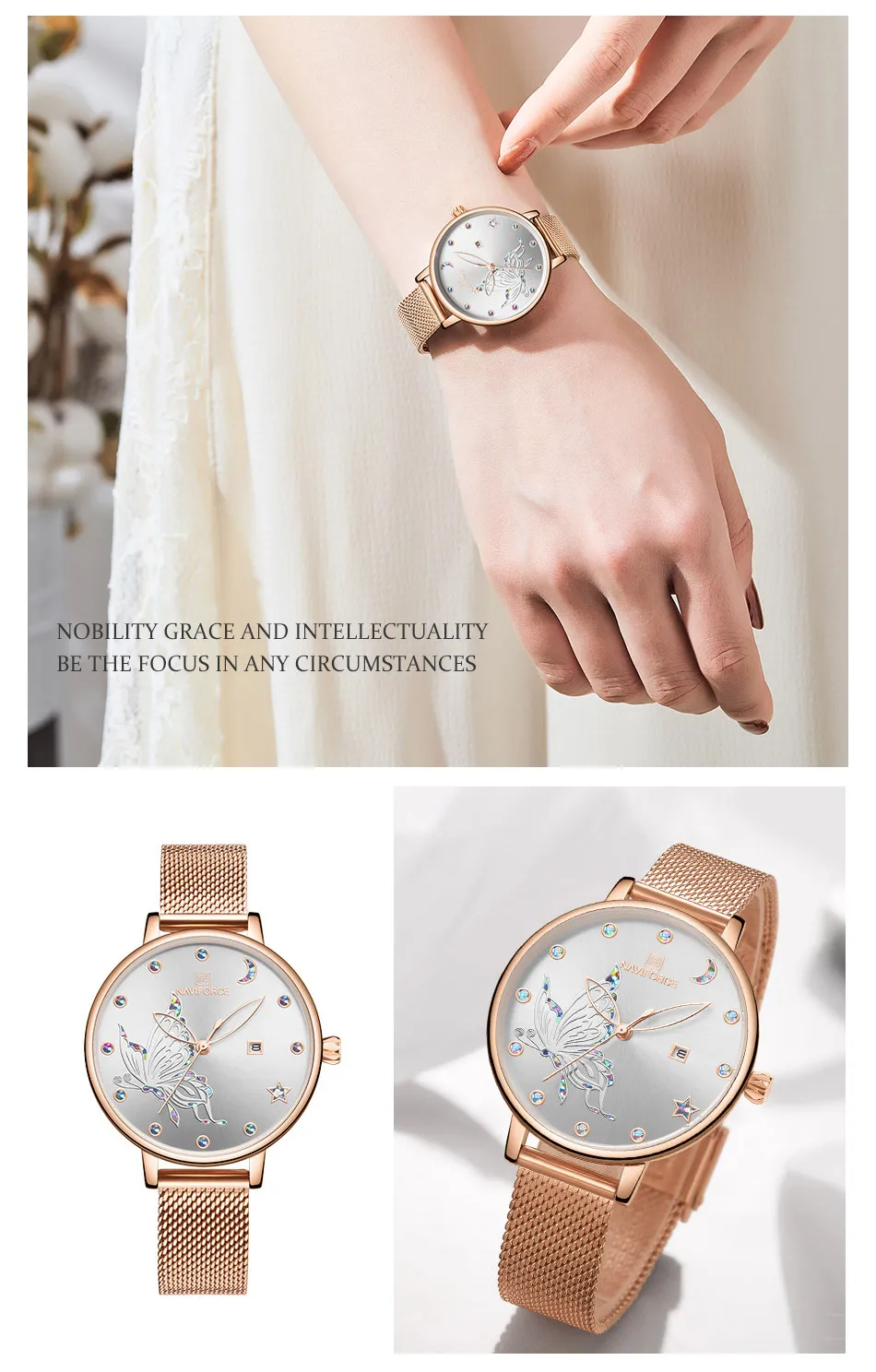 Naviforce relógios femininos marca de luxo reloj