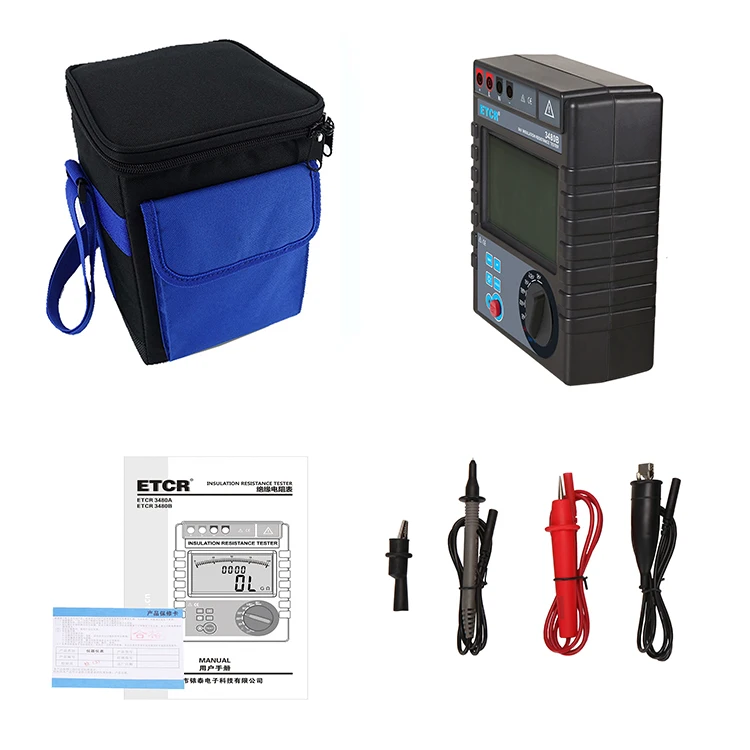 ETCR3480B 5000V, 0.1Mo~400Go, AC 0V-750V Insulation Resistance Tester