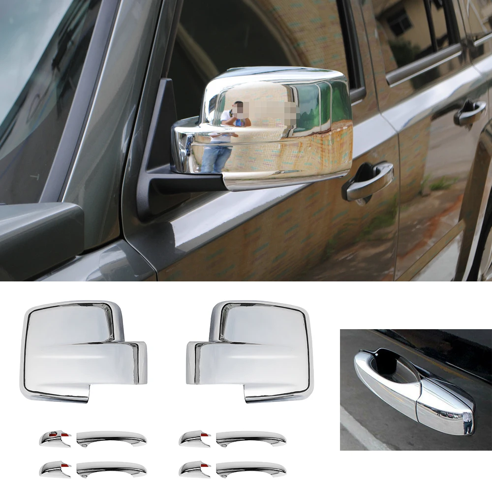 10PCS Chrome ABS Side Rearview Mirror Caps and Door Handle Cover Trim