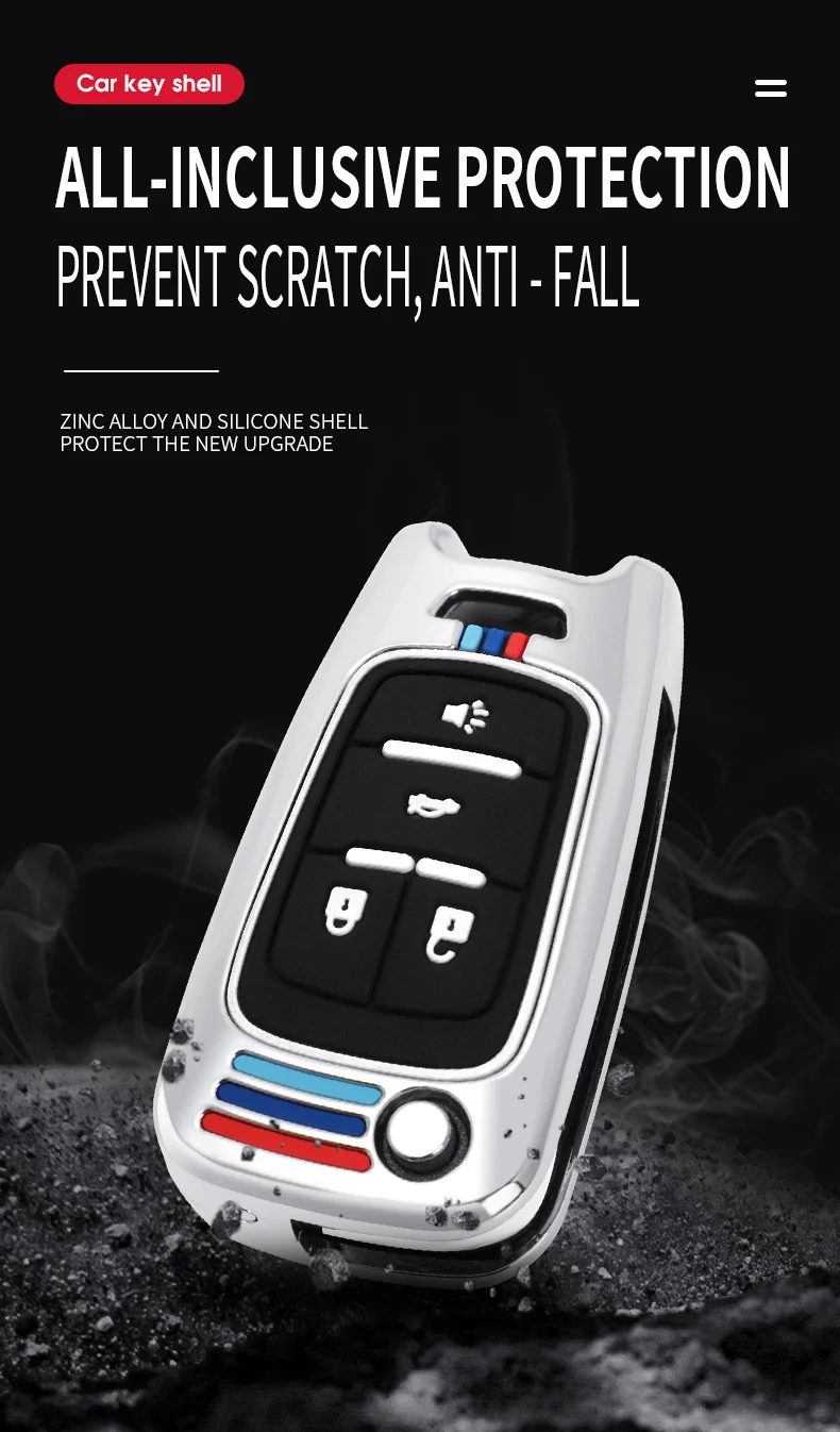 Custodia in lega di zinco per auto custodia per telecomando portachiavi per Chevrolet Cruze Malibu Camaro Impala Equinox Trax GMC Buick Chevy - Hb725dff78d2743849acdb1077db912b7l