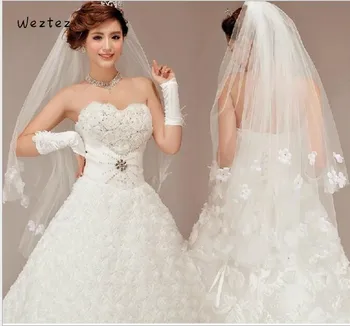 

Bridal Veil New Wedding Accessories Two-Layer Light Edge Plus Comb Stick Small Diamond Flower Veil TS304
