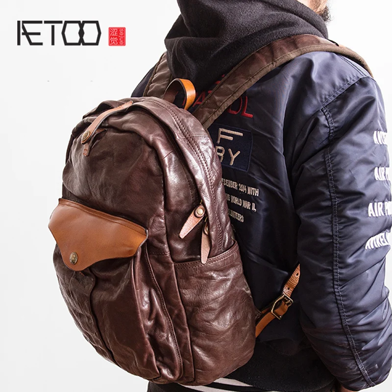 

BJYL vintage high quality castration top leather cowhide fashion coloring shoulder bag real backpack