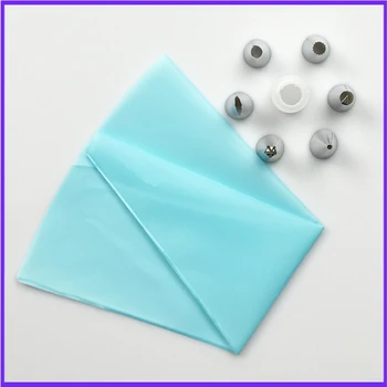 

8 PCS/Set Silicone Kitchen Accessories Icing Piping Cream Pastry Bag + 6 Stainless Steel Nozzle Set DIY Cake Decorating Tips Set