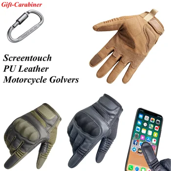 

Screentouch Motorcycle Gloves Protective Gear Motorbike Motocross PU Leather Hard Knuckle Biker Full Finger Glove for Men