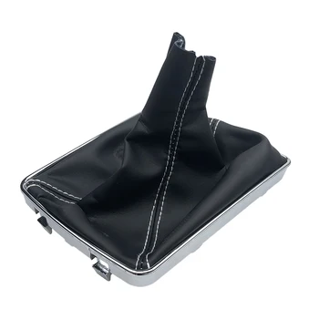 

Leather Gear Shift Knob Cover Boot Collar Case Frame For OPEL ASTRA III H 1.6 VAUXHALL 2004 2005 2006-2010 White / Black Stitch
