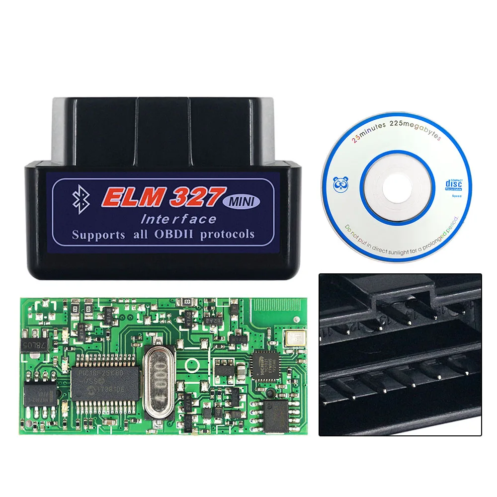 Мини ELM327 V1.5 PIC18F25K80 OBD2 сканер ELM 327 1,5 OBDII Bluetooth диагностический инструмент сканирования ELM 327 V1.5 25K80 чип 3 цвета - Цвет: Black PIC18F25K80