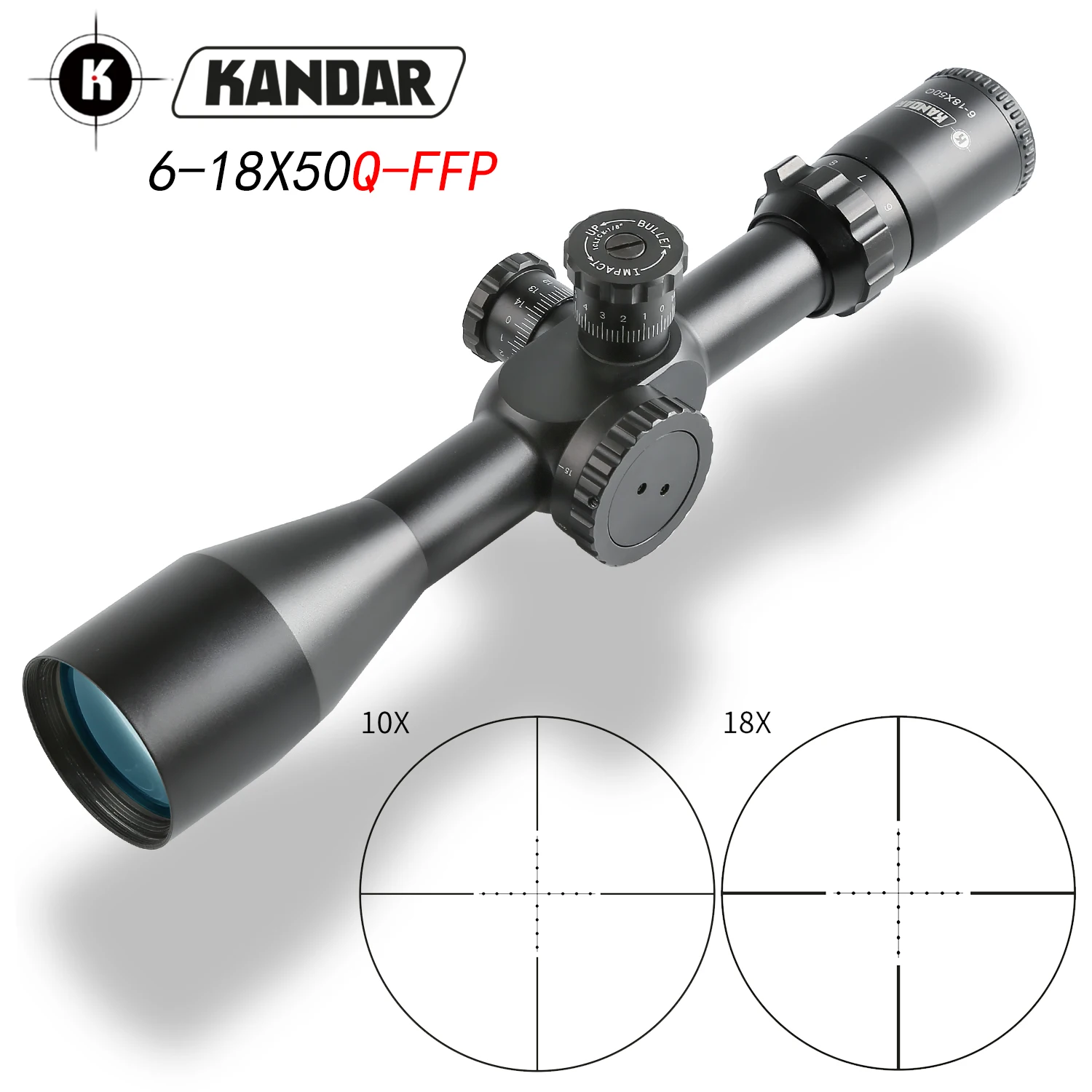 Кандар 6-18X50 FFP тактический прицел Красный Зеленый освещения снайперской винтовки