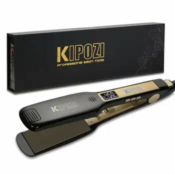 

KIPOZI Professional Hair Straightener Titanium Flat Iron with Digital LCD Display Dual Voltage Instant Heating Curling Iron