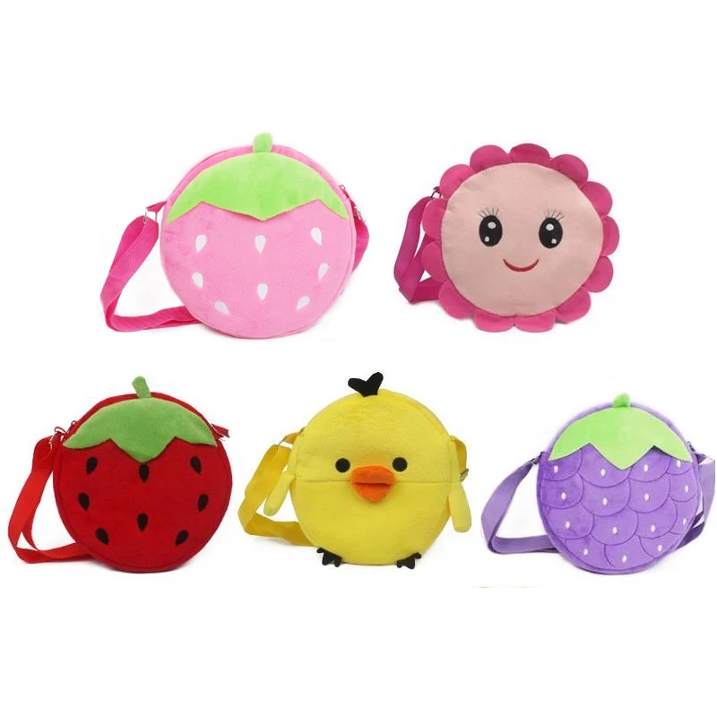 Plush Shoulder Bag Strawberry Sunflower Kids Handbags Cartoon Mini Coin Purse Bag