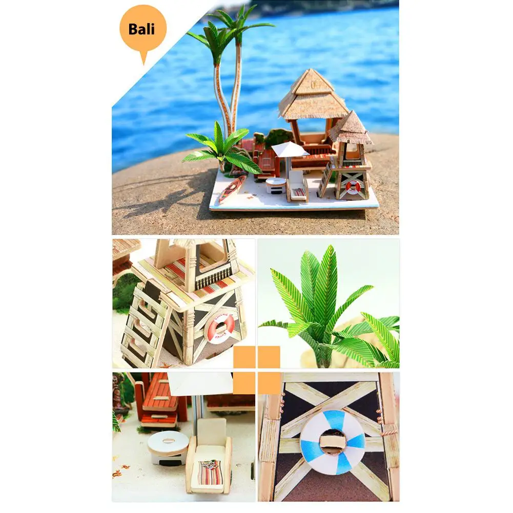 Kuulee 3D деревянная головоломка DIY Модель Детская игрушка Франция стиль кофе Дом головоломка строительные подарки