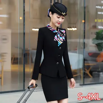 

Stewardess Uniform Professional Suit Autumn Long-sleeved Slim Hotel Front Desk Cashier Beauty