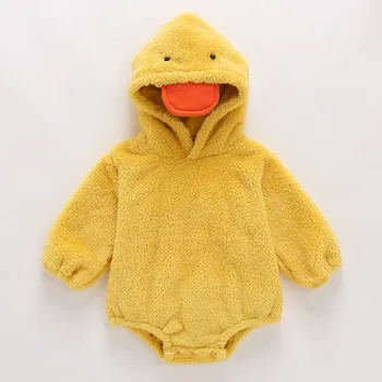 

Baby Rompers Autumn Winter Infant Baby Boys Girls Print Character Hooded Thick Warm Romper Clothes Rompers de bebe Costumes