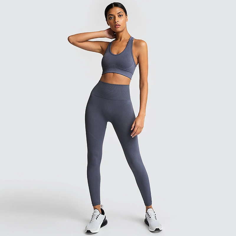 

Seamless Gym Set Nylon Leggings Sport Women Fitness 2 Pcs Yoga Set Gym Leggings Workout Sport Training Sports Bras Sports Suits
