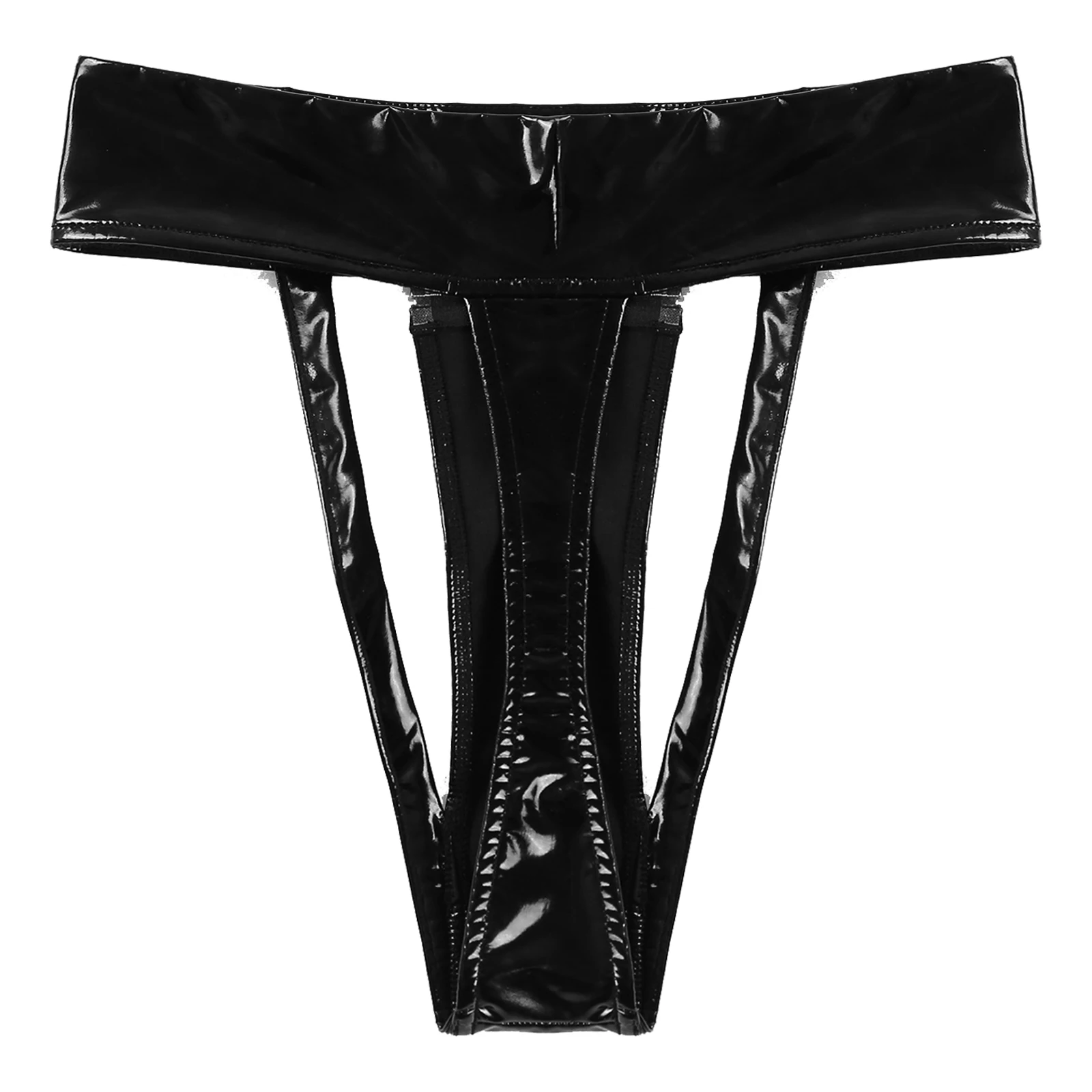 Leather Lingerie T-back Thongs Underwear  Patent Leather Panties Womens -  Black - Aliexpress