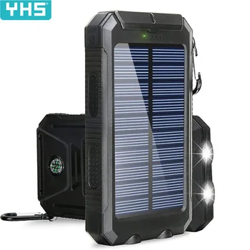 太陽光発電銀行30000mah xiaomi外部バッテリー充電器携帯電話充電懐中電灯防水ポータブルpowerbank