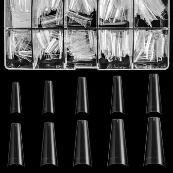 

500Pcs Multiple Size False Nail Tips Beauty Convex Transparent Natural Display Palette For Nails Art Design Manicure Tools
