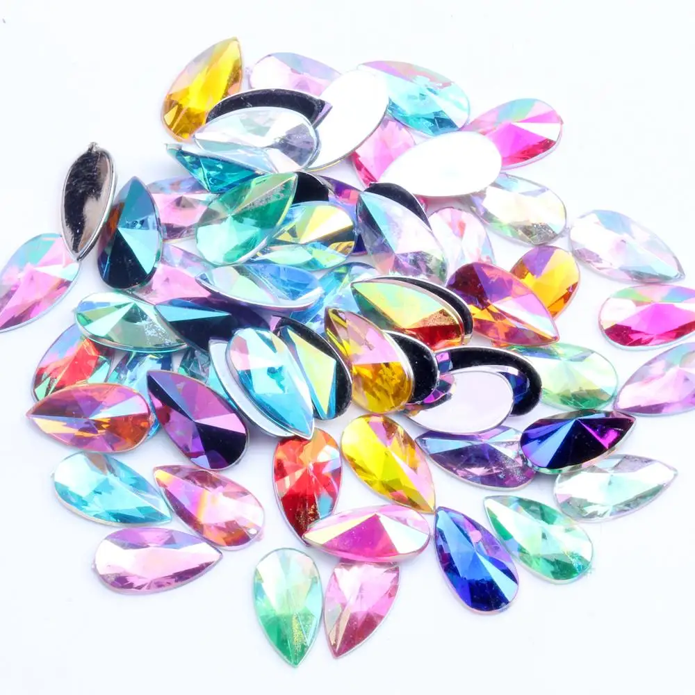 

Flatback Pointed Acrylic Rhinestone Strass DIY Craft Art Decoration 9x18mm 20pcs Drop Shape High Shine Nail Art Decorations