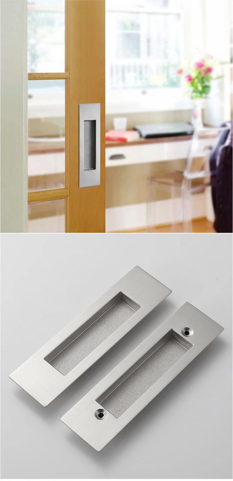 de zinco para porta de correr, para quarto e armário. 2 peças.