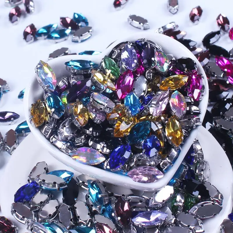 

Prajna Horse Eye Rhinestones Strass AB Crystals Rhinestone Four Claws Drill Rhinestones Sewn Crystals And Stones For Wedding DIY