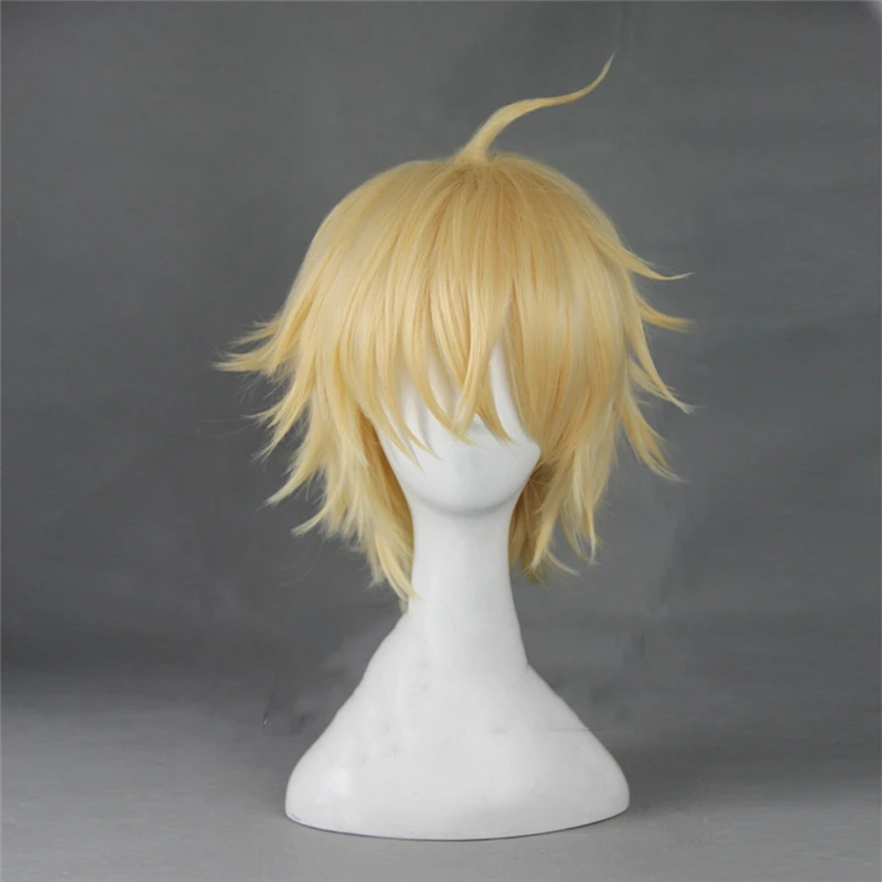 

Seraph of the end Mikaela Hyakuya Cosplay Wigs Blonde Short Straight Men Cosplay Wig Heat Resistant Synthetic Hair