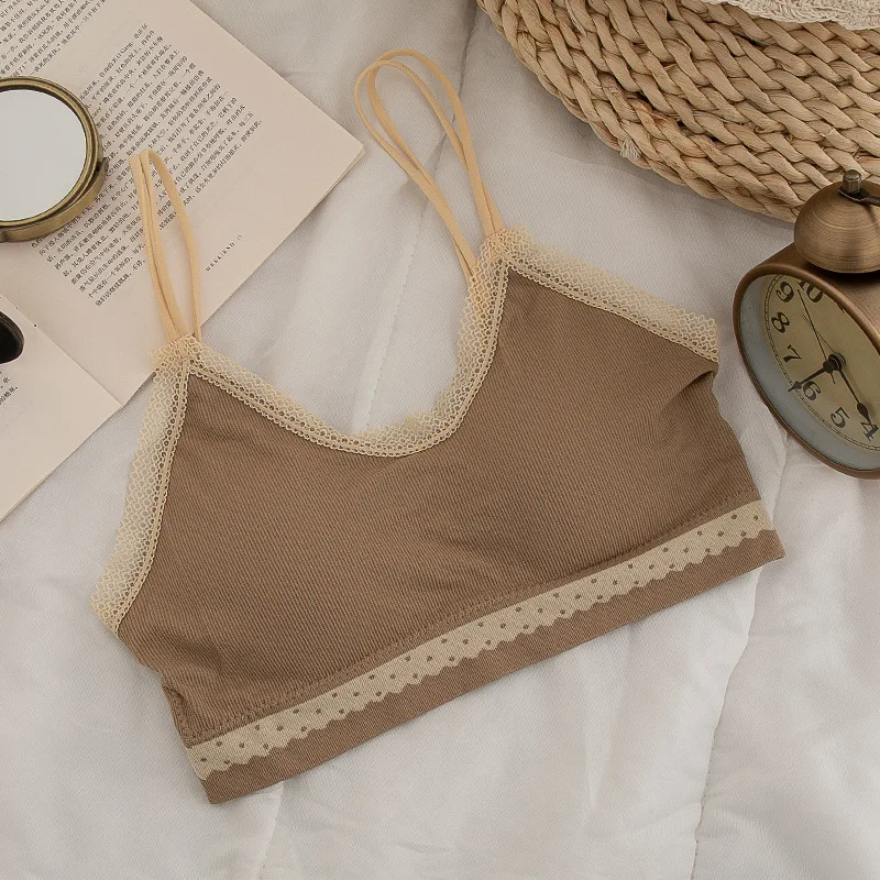 Women's Cotton Underwear Tube Top Bra Sexy Lace Top Women's Sports Underwear Fashion Soft Tahk Up Female Thread Sling Lingerie
