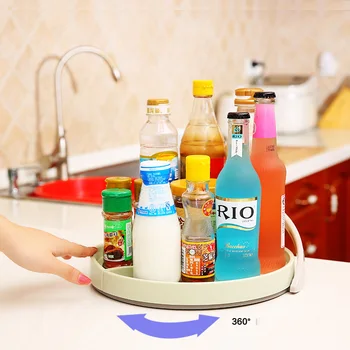 

Round 360 Degree Rotating Pull-out Turntable Food Storage Rack Household Bathroom Kitchen Condiment Cabinet Dining Table