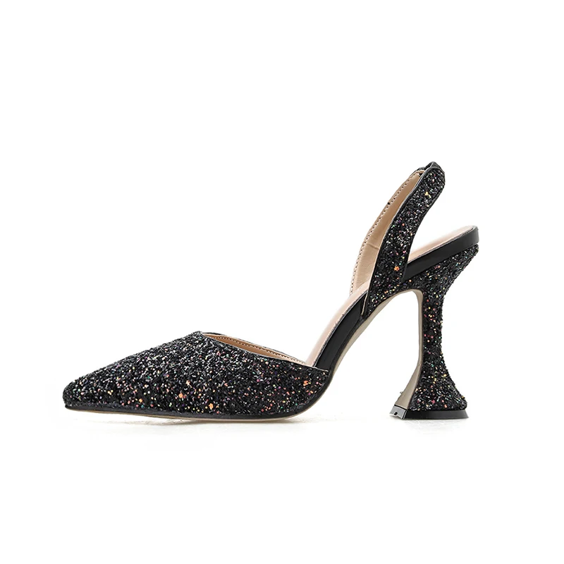 Pzilae/ г., новые женские туфли-лодочки на высоком каблуке пикантные женские блестящие туфли с острым носком и ремешком на пятке женские вечерние туфли-лодочки каблук 9 см