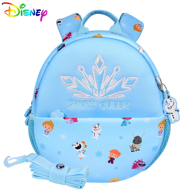 Disney Girls Frozen Backpack Bags For Kids Cartoon Printing Multi Pocket Handbags Kindergarten Fashion Travel Shoulder Packages