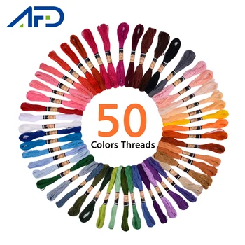 

50 Colors Embroidery Floss Set Cross Stitch Cotton Embroidery Thread Floss Sewing Skeins Craft Embroidery Tool Kit
