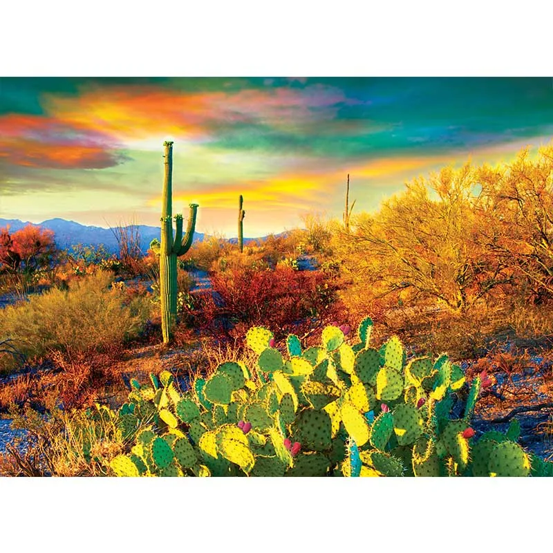 

Embroidered Diamond Painting Jungle Landscape All Diamond Embroidery Hand-inlaid Cactus, Aurora Patterns Suite Home Decoration