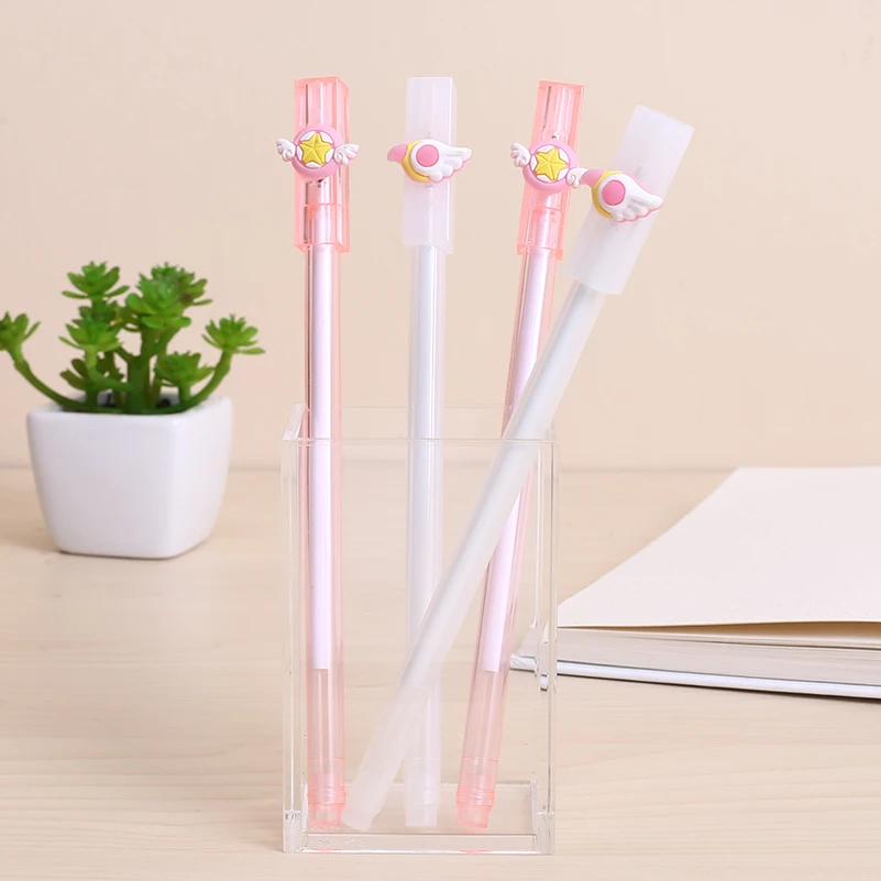 

12pcs Kawaii Korean Anime Star Scepter Gel Pen Cute Stationary Bts Thing Fun Cartoon Office School Novelty Stationery White Item