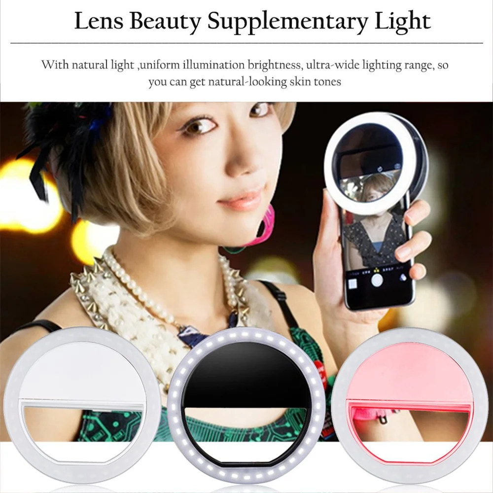 

3 Modes 36LEDs Mobile Phone Selfie Light Clip-On LED Ring Flash Light Camera Photography Phone Light for Iphone Samsung