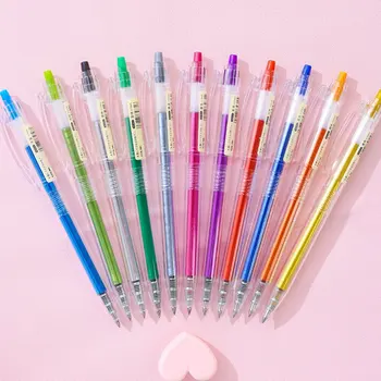 

12 Color Pen Office Cute Student Pen Stationery Plastic Gel Pens Biodegradable Bright Acid-Free Long Lasting