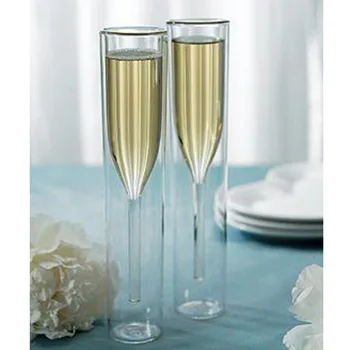 

2PCS Double Wall Glass Champagne Glass Champagne Flutes Stemless Wine Glass Goblet Bubble Wine Tulip Cocktail Wedding Party Cup