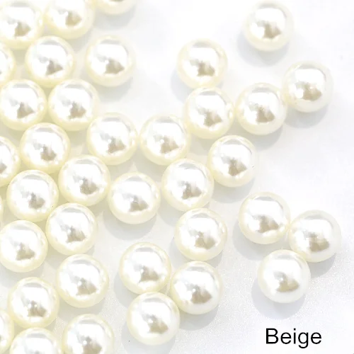 Beige 8 мм 34 цвета круглый жемчуг Смола Имитация амулеты ювелирные бусины без отверстий для DIY ремесло украшение для альбома B1285 - Color: Beige