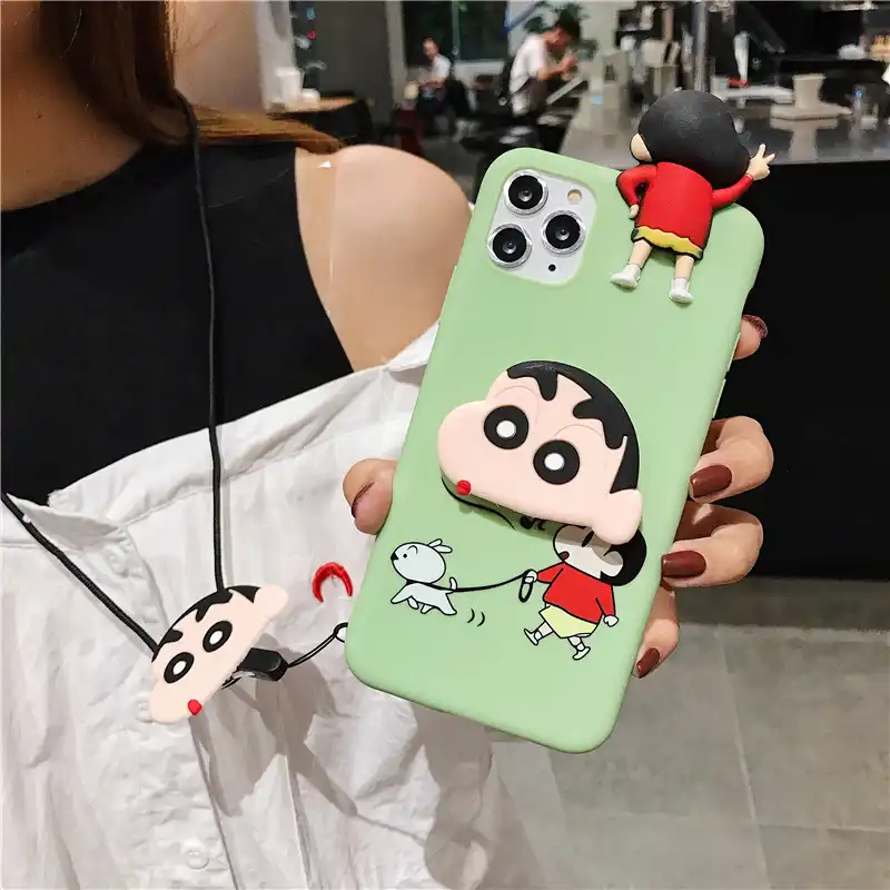 日本かわいいクレヨンしんちゃんチェリーボール 3dハンドルブラケット ストラップiphone 11pro最大xr Xs 6 7 8 プラスx電話ケース 電話用緩衝材 Aliexpress