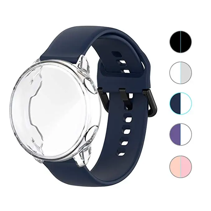 2 упаковки для samsung Galaxy Watch Active 2 44 мм 40 мм ремешок Смарт-часы силиконовый ремешок+ чехол для Galaxy Watch Active2 полное покрытие