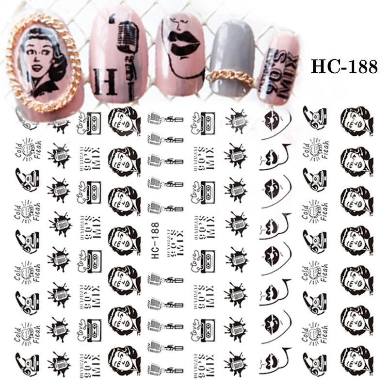 HNUIX 1 шт. алфавит наклейки для ногтей 3D наклейки на ногти "сделай сам", браслеты с подвесками Письмо Печать стикер искусства ногтя тонкий клей Маникюр ломтик - Цвет: HC188
