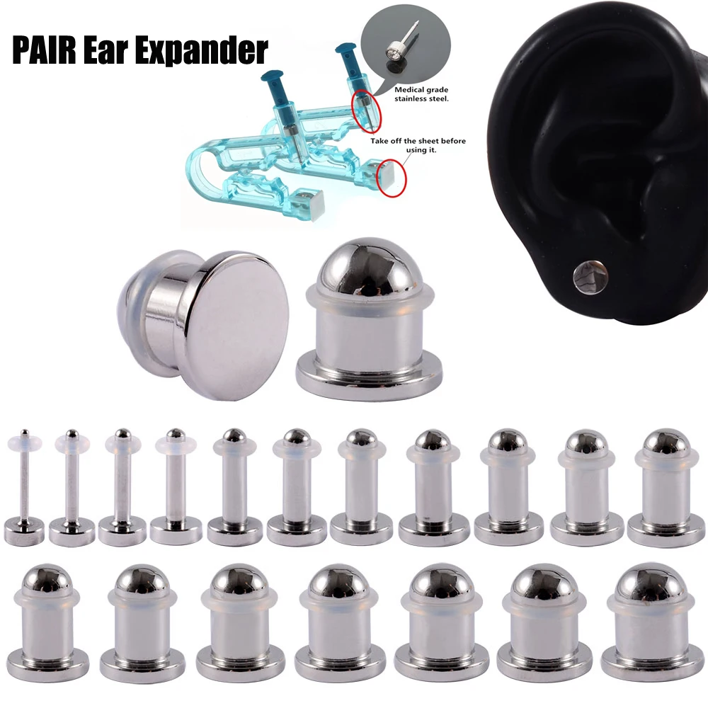 1mm-10mm Calor Style Insertion Stretching Gauges Lobe Expanders Stainless Steel Jewelry 13 Body Piercing Tapers 18g-00g 